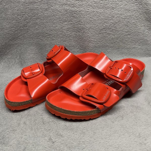 Birkenstock Arizona Big Buckle Tomato Red Leather Sandals EU 41 Women 10 Men 8