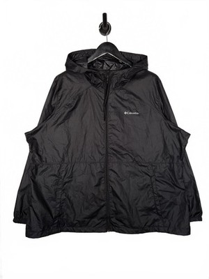 Columbia Windbreaker Gr. 3X schwarz wasserdicht Kapuze leichter Regenmantel