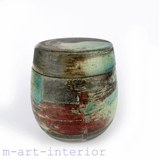 Studiokeramik Dose mit Deckel, Raku-Keramik, Kunstkeramik Mario Enke, Th&uuml;ringen