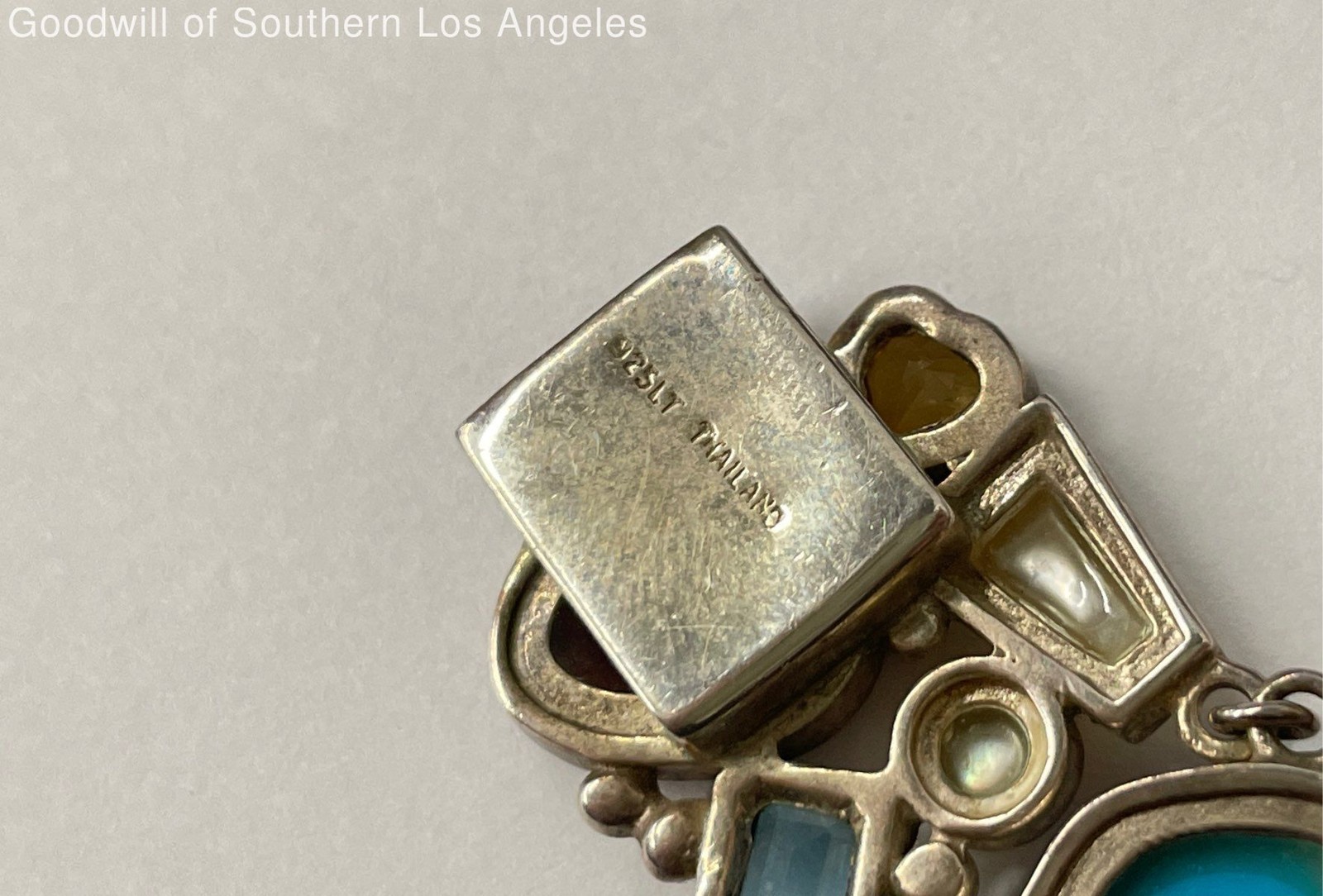 Sterling Silver Multi-Gemstone Panel Bracelet - 5… - image 6