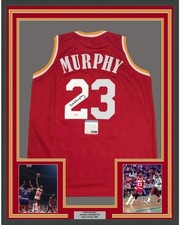 FRAMED Autographed/Signed CALVIN MURPHY 33x42 Houston Red Jersey PSA/DNA COA
