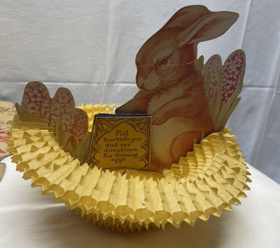 Vintage 1925 Easter Bunny Honeycomb Centerpiece Tabletop Fold Out Decoration