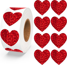 1.5 Inch Heart Stickers, Valentines Stickers for Kids, 500Pcs Self Adhesive Red
