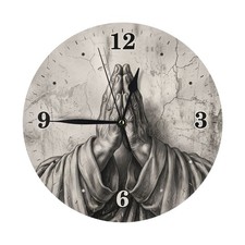 Praying Hands Wall Clock 10in Round Christian...