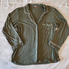 Eberjey Gisele Long Sleeve Notch Collar Pajama Top Size Medium Sage Green