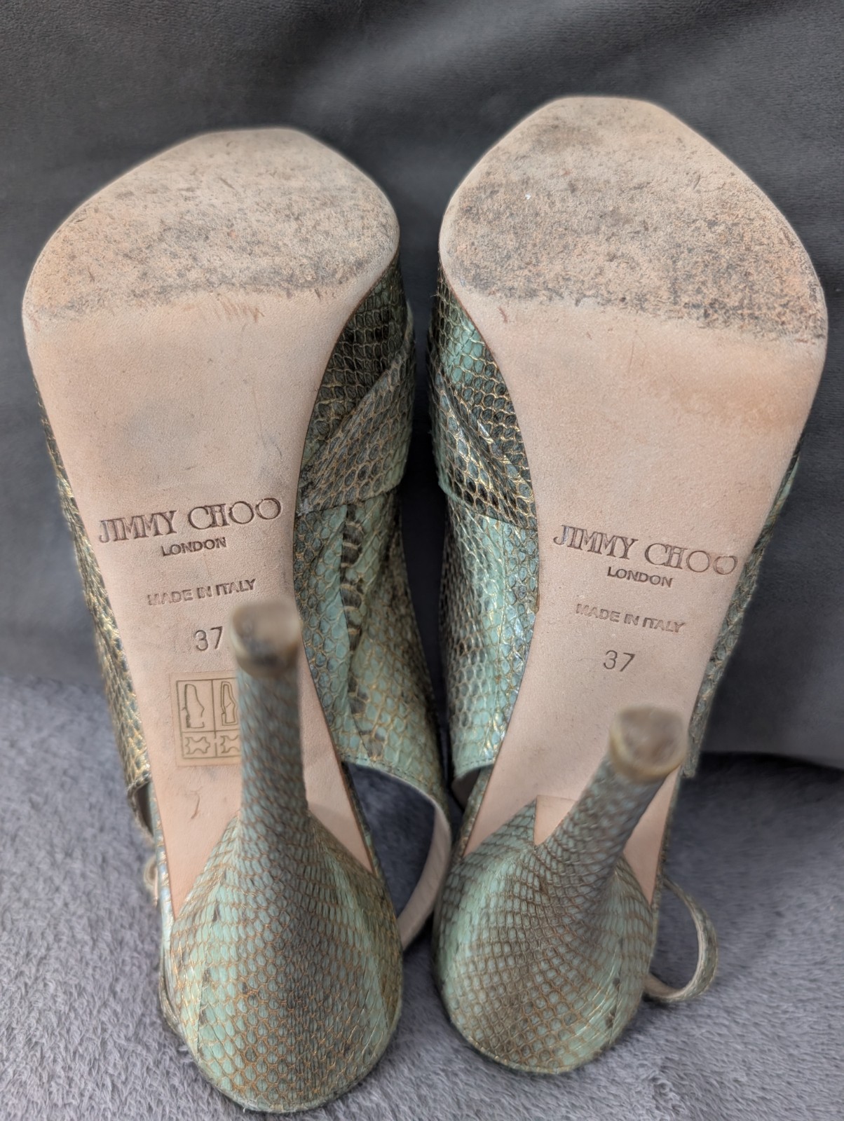 Jimmy Choo Multicolor Snakeskin Python Peep Toe S… - image 19