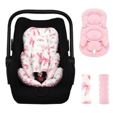Infant Car Seat Insert Girls, Soft Car Seat Head Support Baby  2 Strap Pads,...