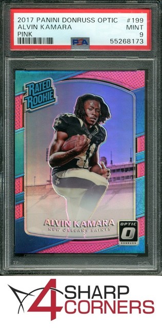2017 Panini Donruss Optic Pink Prizm #199 Alvin Kamara RC Rated Rookie PSA 9
