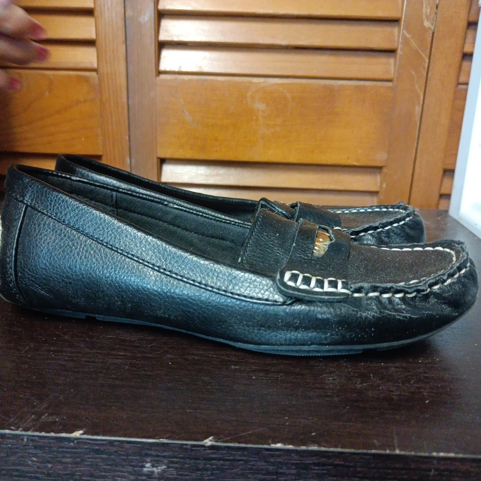 Liz ClaiborneFlex Loafers Women's US Size 7M Black Leather Slip On Shoes Flats - Image 4 of 4