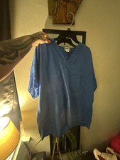 Landau Essentials Unisex Blue V-Neck Scrub Top