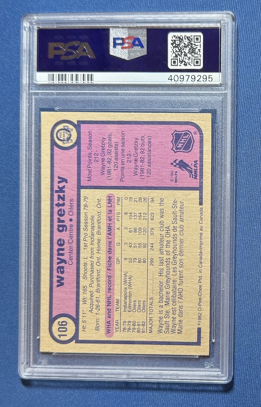 1982 O-Pee-Chee Wayne Gretzky PSA 9 Oilers #106 view 2
