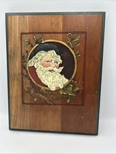 Vintage 1992 wood cut Santa Claus art Wood Plaque 12”X 9.5”X 1.25”