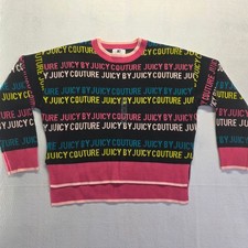 Juicy Couture Black Multi Color Logo Knit Sweater Womens Medium M