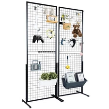 Double-Sided Gridwall Display Rack Panels with Hooks for Retail & Art Shows