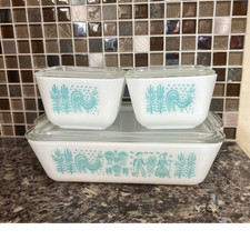 3-Piece PYREX  fridgies  Amish Butterprint Gl...