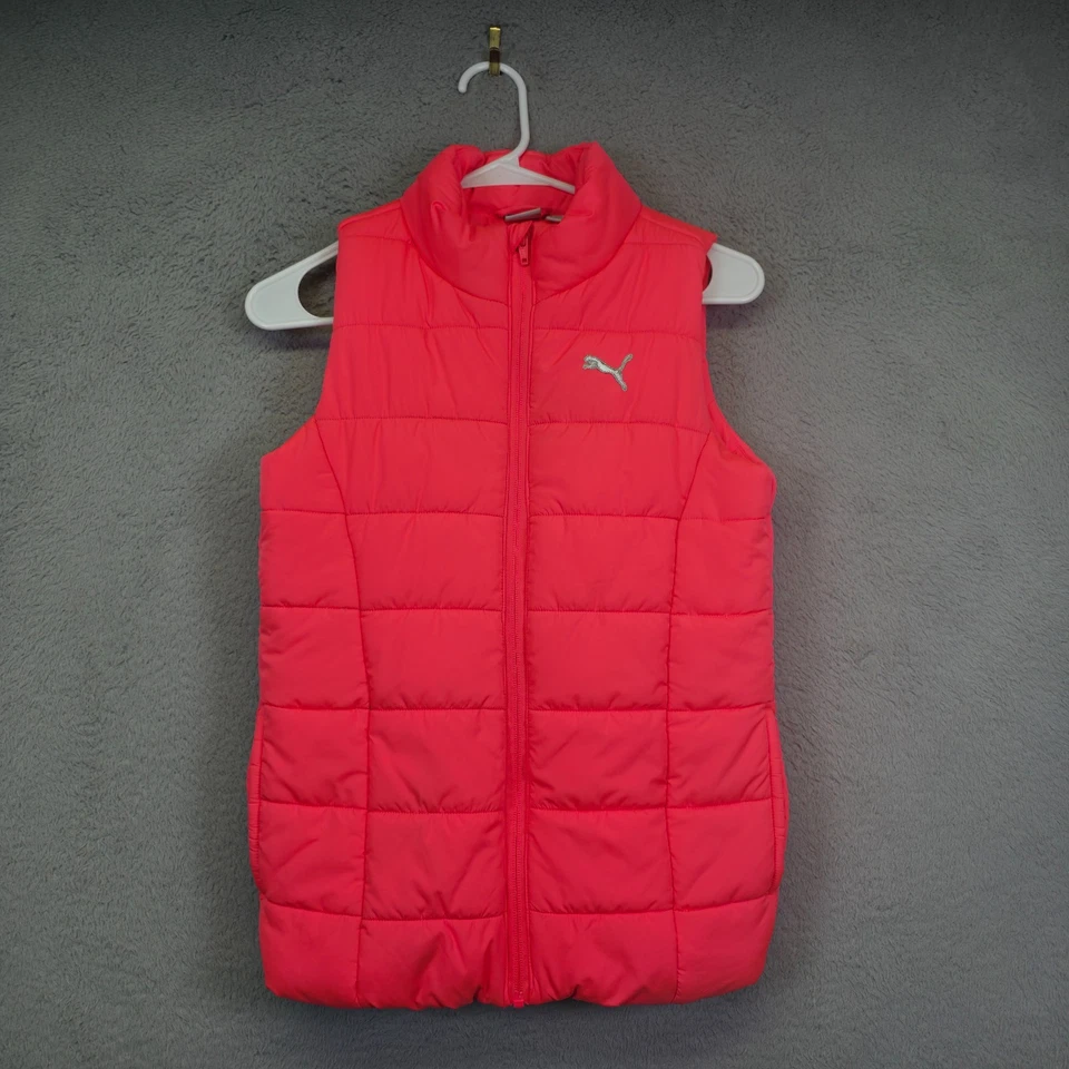 Puma Puffer Vest Girls M 10/12 Pink Quilted Insulated Lightweight Outwear Winter - Image 2 of 4