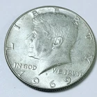 1969-D Kennedy Half Dollar 50c, 40% Silver, Circulated Coin Free Shipping #7399