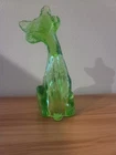 Fenton Glossy Candy Apple Green 11” Winking Alley Cat Figurine UV Reactive