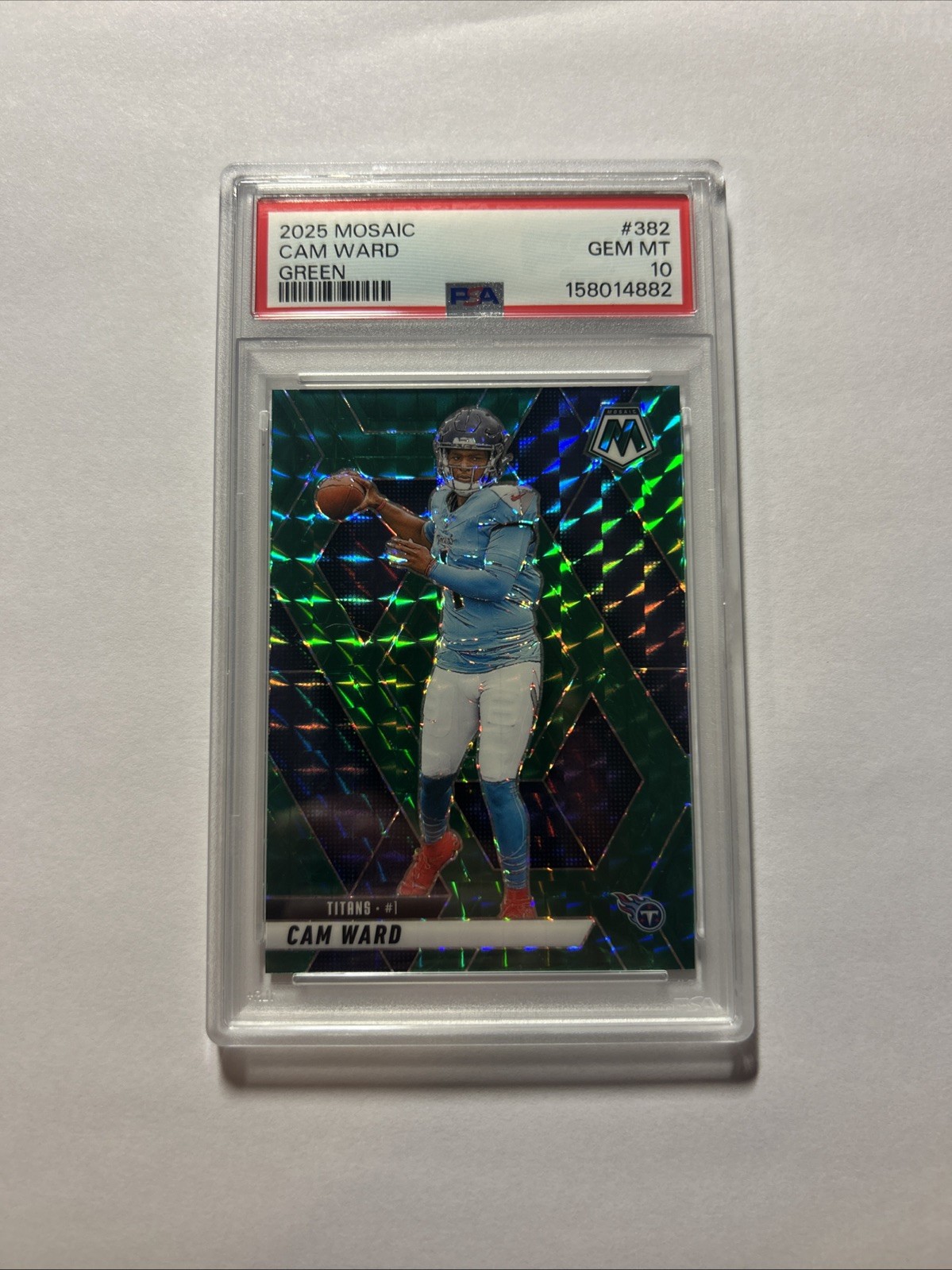 2025 Panini Mosaic Cam Ward Green Mosaic Rookie Card PSA 10