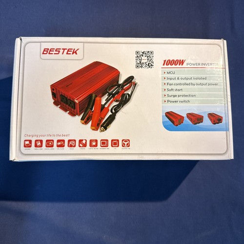 Bestek 1000W Battery Power Inverter w/ 2 AC DC 12V to 110V Tested Works 60HZ