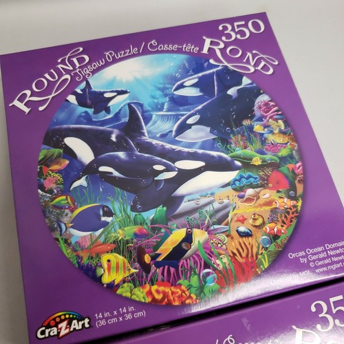 Lot of 350 Pc Round Puzzles Orca Ocean Domain & The Little Mermaid - Picture 3 of 4