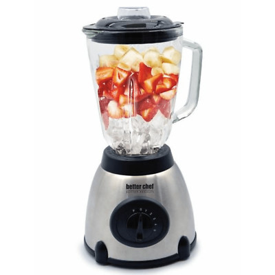 Better Chef 500W 5-Speed Glass Jar Blender w Stainless Steel Base, Pulse Control
