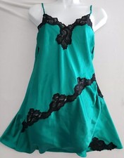 Vintage Victoria's Secret Gold Label Green Satin Lingerie Cami Chemise Medium