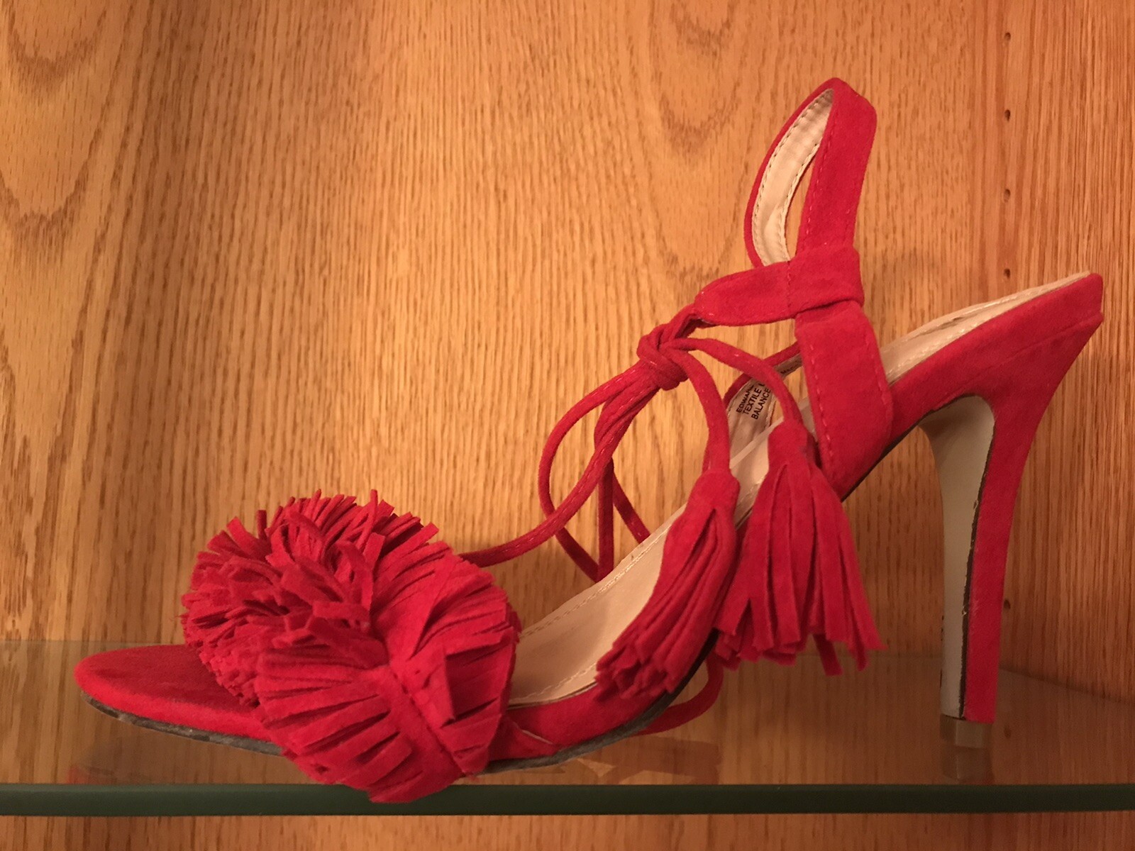 SHIEKH WOMEN'S SIZE 11 STRAPPY RED HEELS WITH FRINGE u0026 TASSELS | eBay