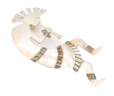 925 Sterling Silver Vintage Brooch Pin NAVAJO BEGAY Man Playing Music  BP11209