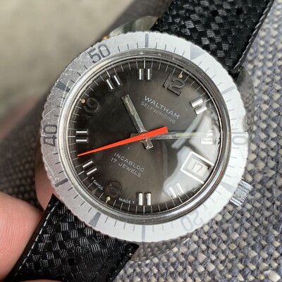 Vintage Waltham Divers Automatic Wristwatch Stainless Steel Case