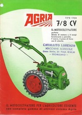 Depliant Motocoltivatore Agria 7/8 CV 1700 a petrolio -Edizione italiana 1956   