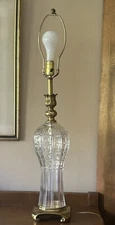 Vtg 1980s Safran & Glucksman Crystal & Brass Table Lamp Hollywood MCM Glam Works