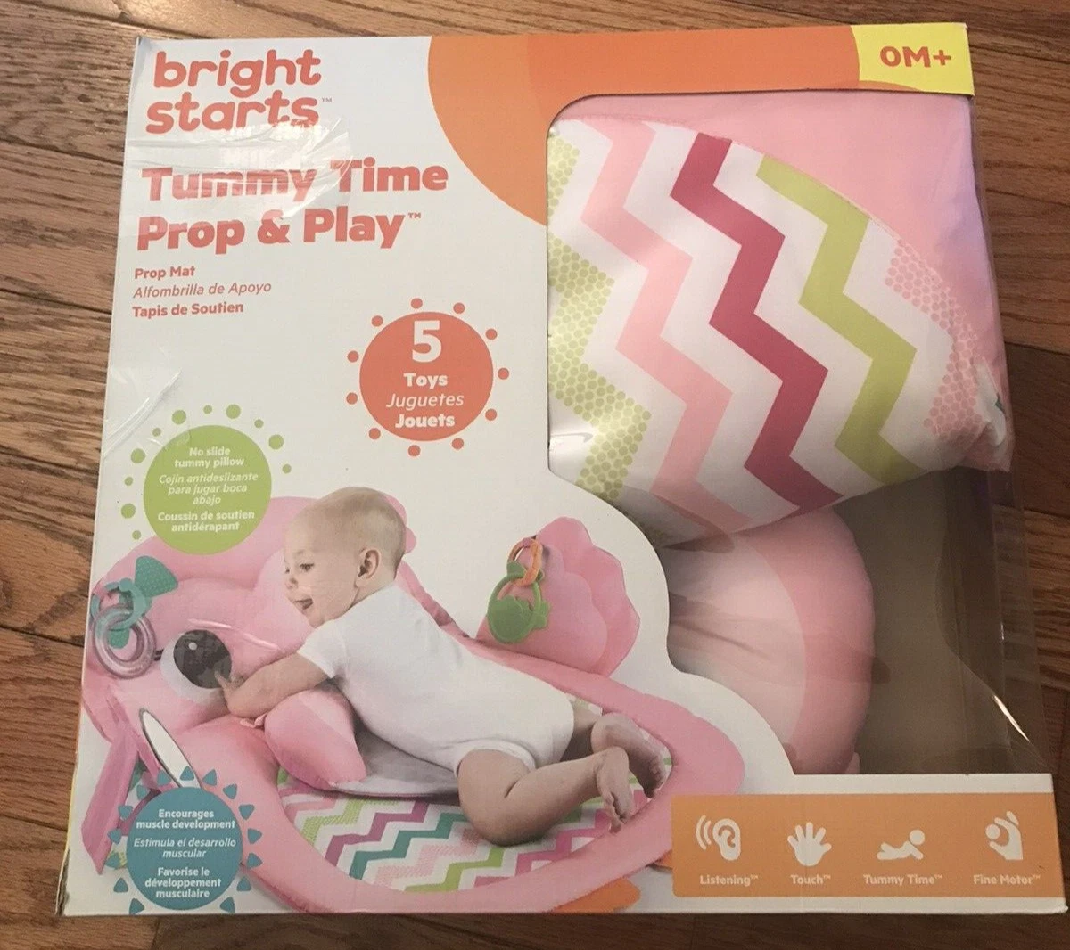 Bright Stars Tummy Time Prop and Play 0M+ Toddler Flat Head Prop Mat 12311