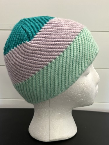 North Face Girls Reversible Beanie Teal Purple Green Yellow Hat Knit Cap Winter - Picture 3 of 15