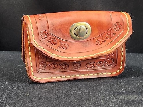 Leder handgefertigte Tragetasche Münztasche Handytasche 70er Vintage 1 Stück