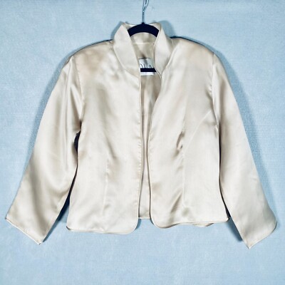 Sylvia Heisel Jacket Womens 18 Beige 100% Silk Open Blazer Minimalist