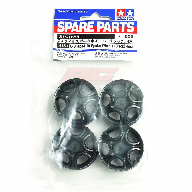 Tamiya 51659 M-Chassis C-Shaped 10-Spoke Wheels(Black,4pcs) For