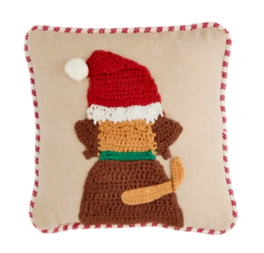 MUD PIE NATAL FERIADO MINI 8" TRAVESSEIROS DE CROCHÊ CACHORRO ACENTO (QUANTIDADE 3) NOVO COM ETIQUETAS - Imagem 3 de 4