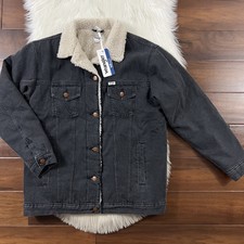 Wrangler Women's Size Xs Black Heritage Sherpa Denim Jean Trucker Jacket Coat