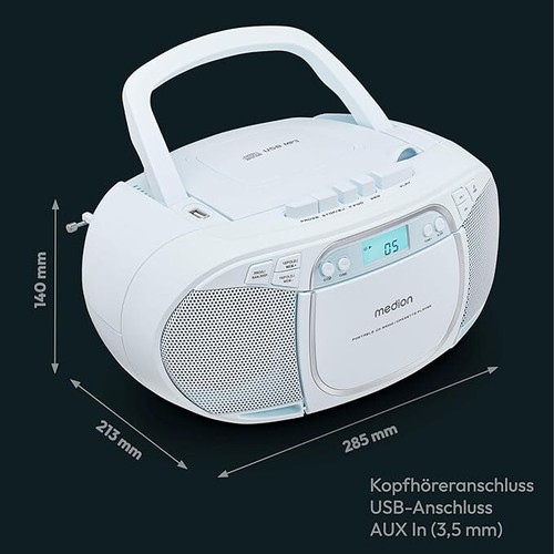 Medion MD44176 E66476 CD-Player Radio Kassettenspieler Boombox Tragbar USB Retro - Picture 66 of 75