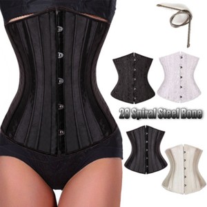 Au Black 28 Steel Bones Boned Waist Training Underbust Lace Up Corset Top Shaper Ebay