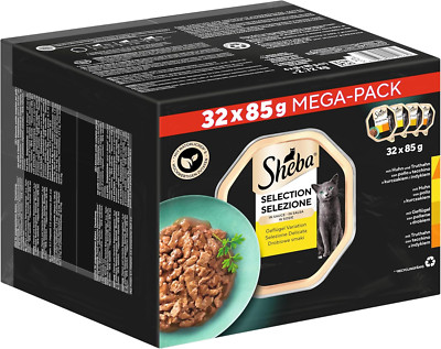 SHEBA Adult Katzenfutter Nass - 32X85G Schalen - Geflügel Variation in Sauce - N