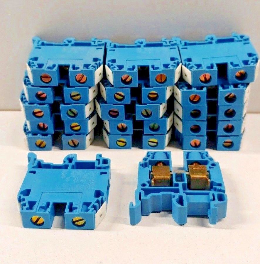 LOT OF (17) NEW OLD STOCK! ABB 70A 600V BLUE TERMINAL BLOCKS 5120 M10/10 10MM2