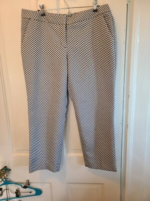Expres EDITOR Women s Black & White Dash & Dot Flat Front culottes Pants size 12