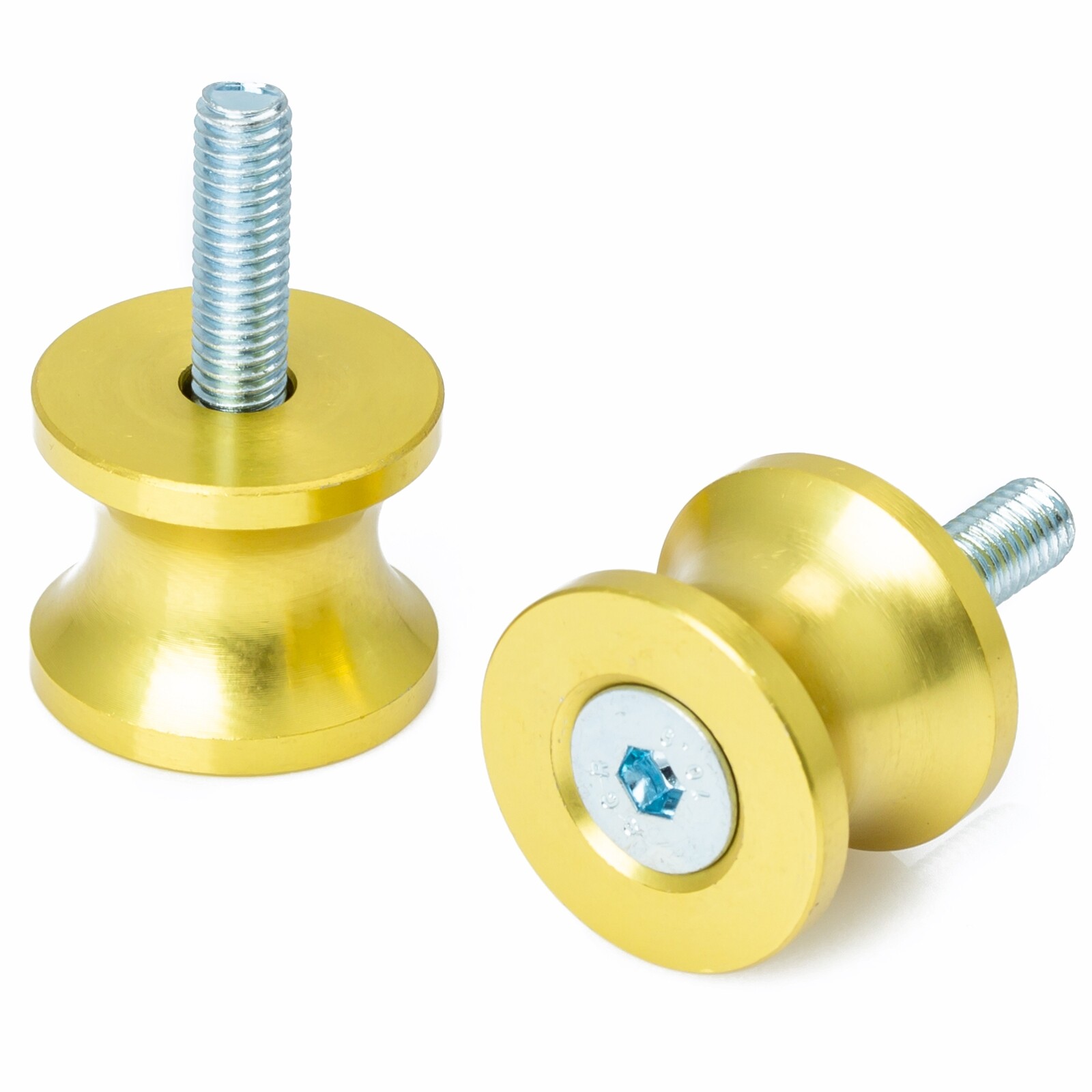 Bobbin Spools Swingarm Paddock Stand Adaptors 6 mm Motorbike Motorcycle  Gold