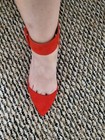 Zara Basic Red Velvet 3" Pumps with Ankle Strap In PRISTINE Condition Size 37 — photo 5