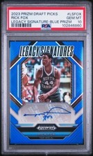 Rick Fox 2023 Prizm Draft Picks Legacy Signatures Auto Blue SP /125 PSA 10