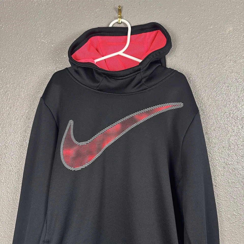 Sudadera con Capucha Nike Dri Fit Logo Térmico Negra Rosa Juvenil Talla Grande Foto 2 de 4