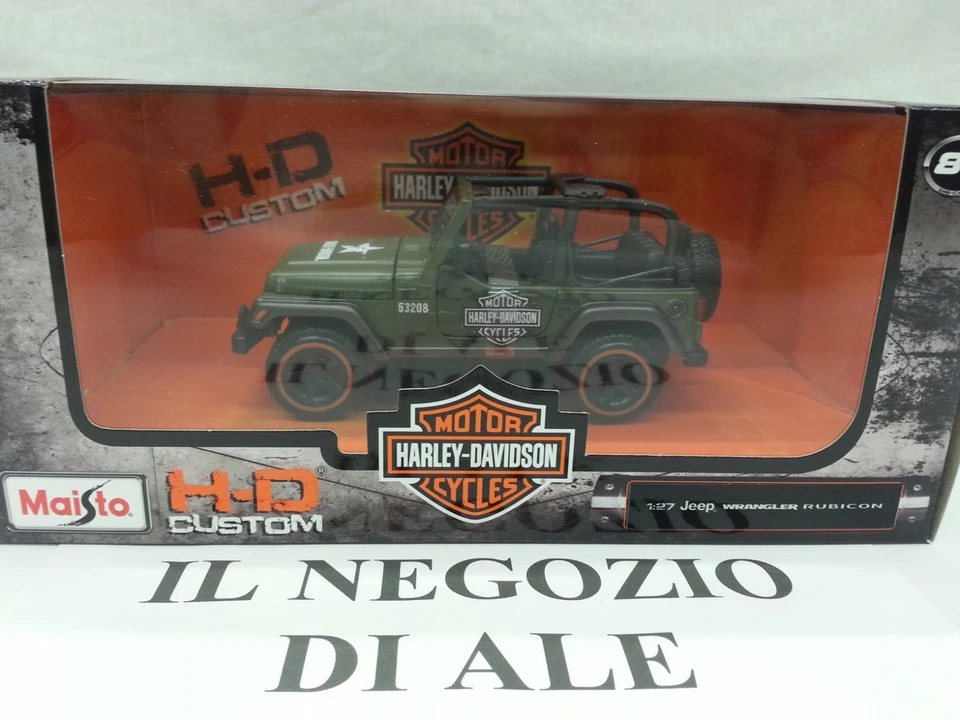 MAISTO MODELLINO AUTO CUSTOM HD JEEP WRANGLER RUBICON,COLORE VERDE,SCALA 1:27 - Immagine 3 di 4