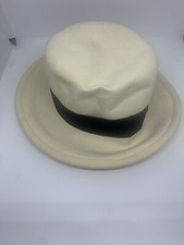 Street Smart by Betmar Women's Ivory Hat Wool Felt Fedora Hat W/Bow Made In USA